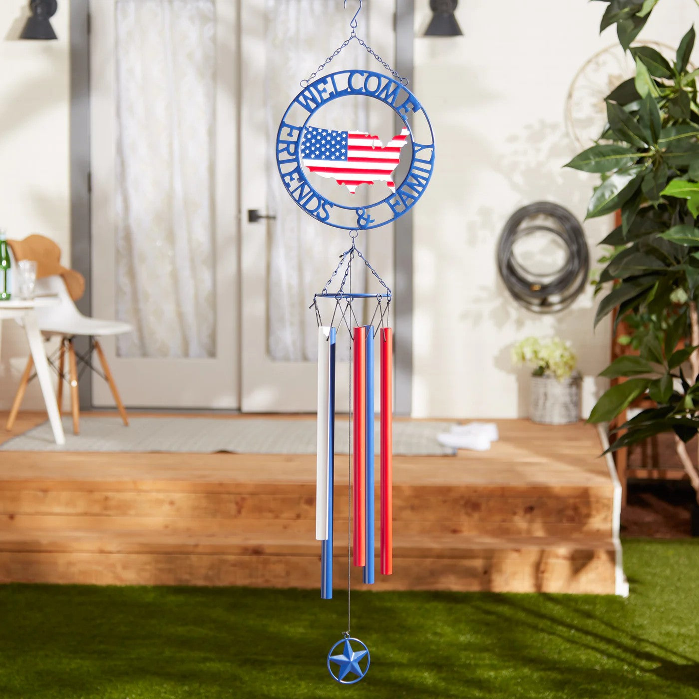 WEATHERVANE WIND CHIME - PATRIOTIC WELCOME FRIENDS & FAMILY 4506854