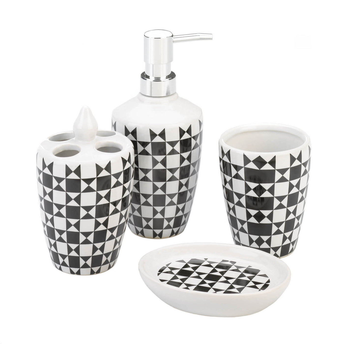 GEOMETRIC PATTERN BATH ACCESSORY SET 10018750