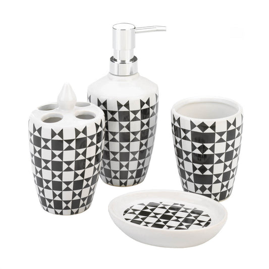 GEOMETRIC PATTERN BATH ACCESSORY SET 10018750